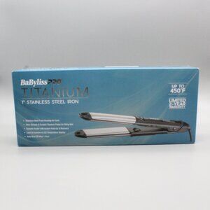 BaBylissPRO Nano Titanium 1” Flat Iron Stainless Steel 450°F Auto Shutoff